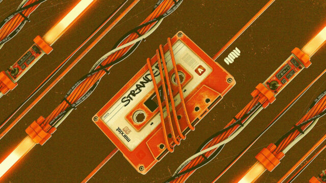 Retro Audio Cassette and Neon Cables 4K Desktop Wallpaper
