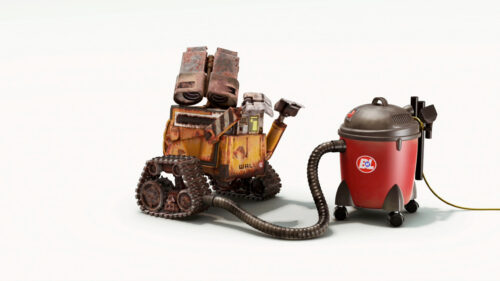 Wall-E Cleaning with Buy n Large Vacuum Desktop Wallpaper