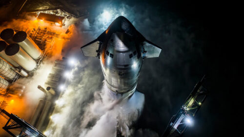 SpaceX Starship Night Launch High-Resolution 4K Wallpaper
