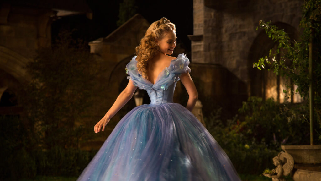 Lily James as Cinderella in a Blue Gown Desktop Wallpaper