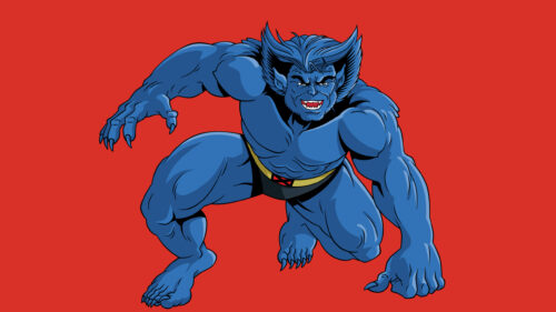Beast from X-Men Crouching Blue Monster 4K Wallpaper