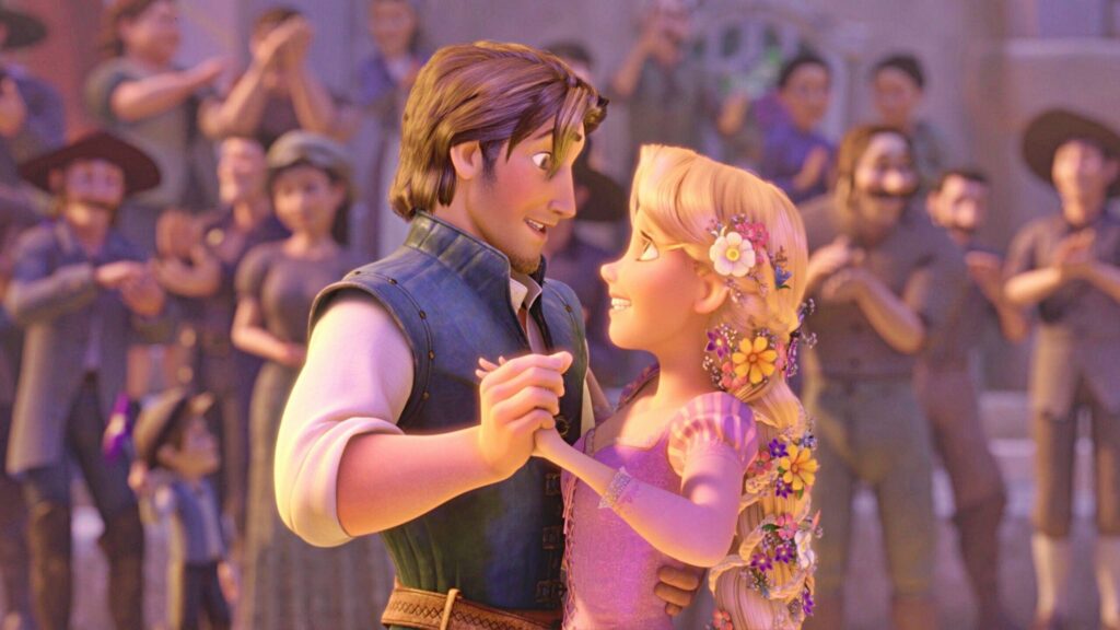 Flynn Rider and Rapunzel Dancing Romantic Desktop Wallpaper