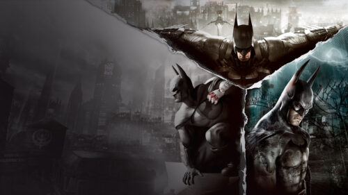 Batman Arkham Trilogy Artistic Split-View Desktop Wallpaper