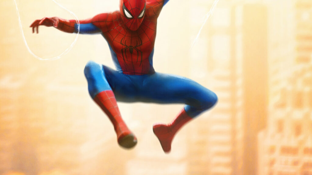 Spider-Man Mid-Air Action Web-Slinging 4K Desktop Wallpaper