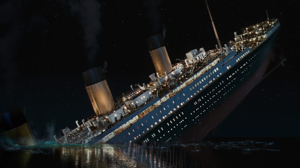 RMS Titanic Sinking Cinematic Night View 4K Desktop Wallpaper