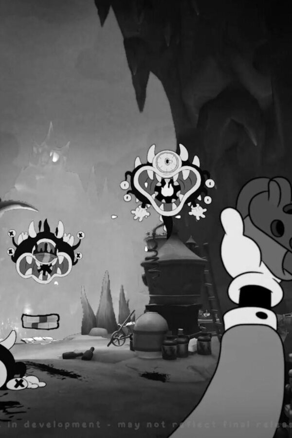 Cuphead-Inspired Dark Cartoon Shooter Desktop Wallpaper
