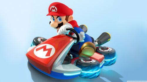 Mario Driving the Standard Kart in Mario Kart 8 4K Wallpaper