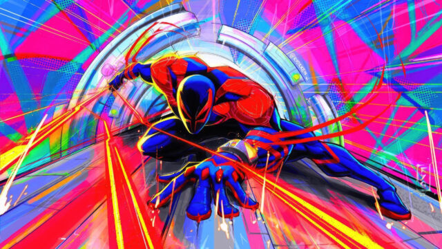 Vibrant Spider-Man 2099 Futuristic Action 4K Wallpaper