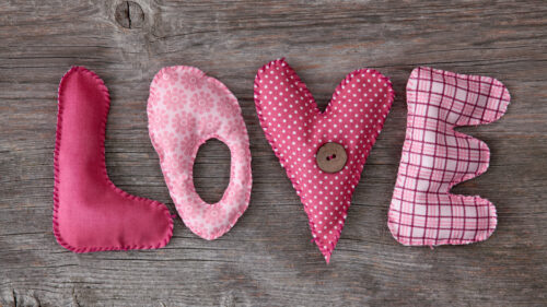 Stitched Fabric Love Lettering Desktop Wallpaper