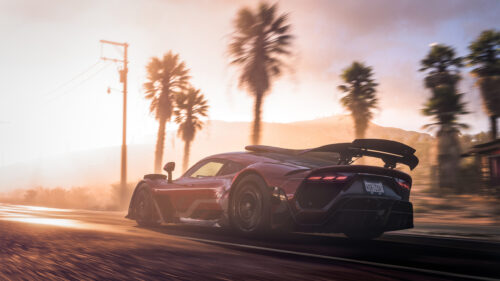 Red Mercedes-AMG One Sunset Racing Desktop Wallpaper
