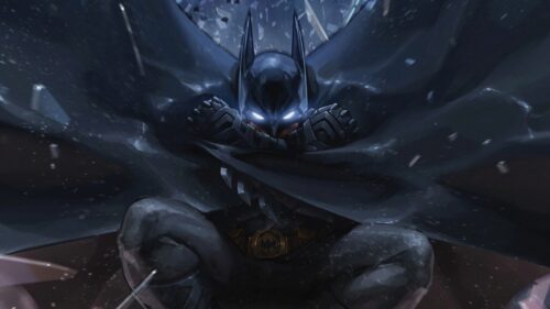 Dark Knight Batman Dynamic Action Pose 4K Wallpaper