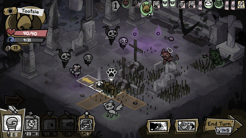 Mewgenics Graveyard Combat Scene Desktop Wallpaper