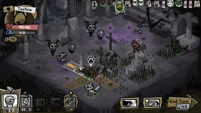 Mewgenics Graveyard Combat Scene Desktop Wallpaper