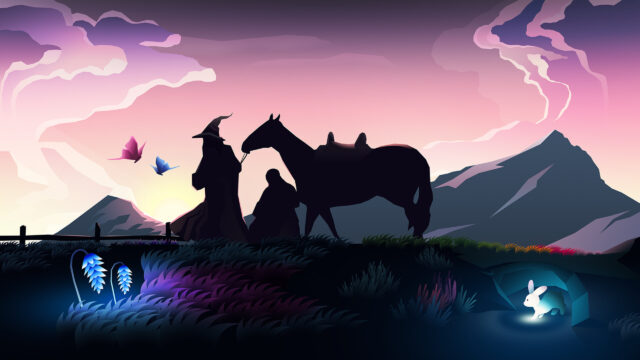 Fantasy Silhouette Sunset Landscape Desktop Wallpaper