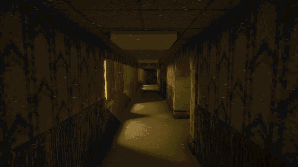 Retro Pixelated Hallway Aesthetic Desktop Wallpaper