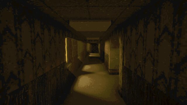 Retro Pixelated Hallway Aesthetic Desktop Wallpaper