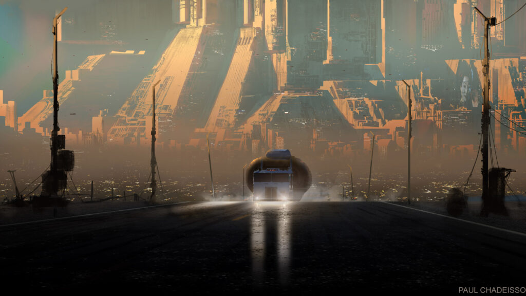 Futuristic Sci-Fi City Highway 4K Wallpaper