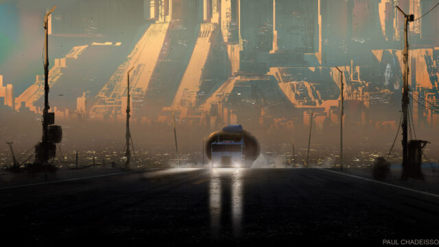 Futuristic Sci-Fi City Highway 4K Wallpaper