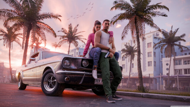 GTA 6 Couple with Vintage Car 8K Ultra HD Desktop Wallpaper