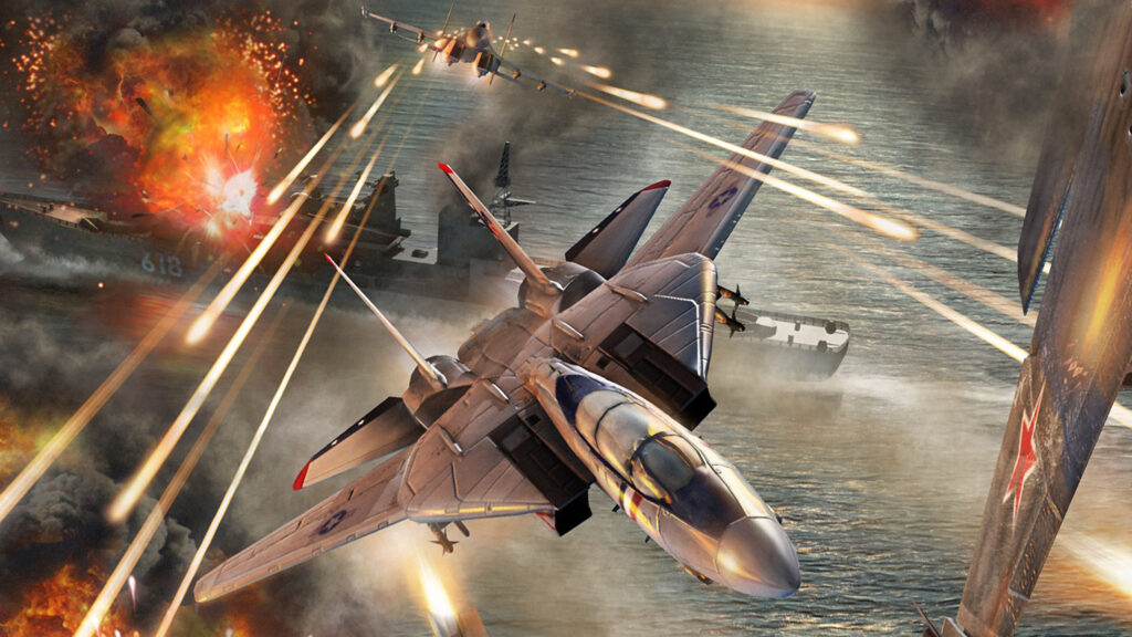 F-14 Tomcat Aerial Combat Scene 4K Desktop Wallpaper