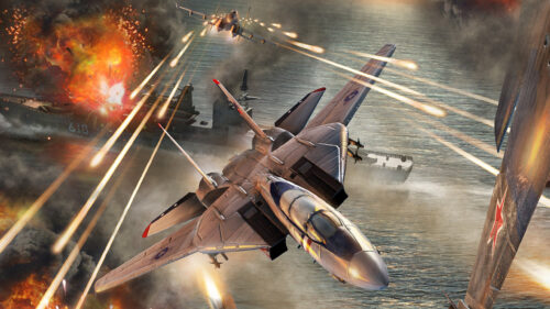 F-14 Tomcat Aerial Combat Scene 4K Desktop Wallpaper