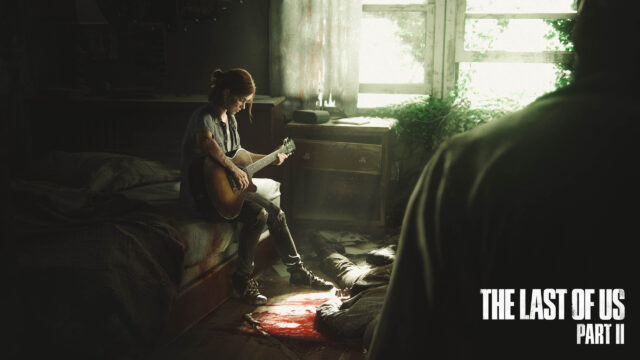 Ellie Williams Playing Guitar in The Last of Us Part II Desktop Wallpaper