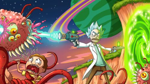 Rick and Morty Sci-Fi Alien Combat Action 4K Wallpaper