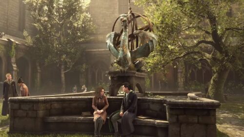 Hogwarts Student Courtyard Scene 4K Wallpaper
