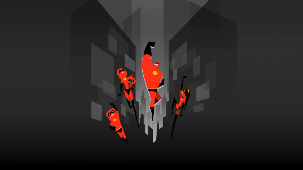 Minimalist The Incredibles Superhero Family 4K Desktop Wallpaper