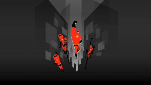 Minimalist The Incredibles Superhero Family 4K Desktop Wallpaper