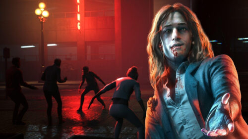 Vampire Hunter in Neon City 4K Desktop Wallpaper