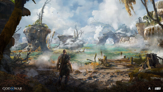 Kratos Standing by the Misty Lake Desktop Wallpaper