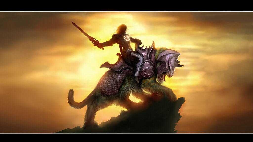 He-Man Riding Battle Cat Fantasy Art 4K Desktop Wallpaper
