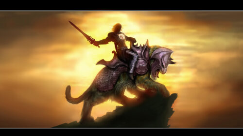 He-Man Riding Battle Cat Fantasy Art 4K Desktop Wallpaper