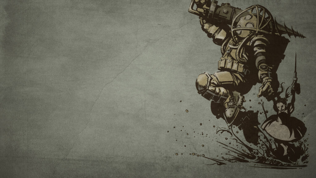 Action-Packed Sci-Fi Soldier Illustration Desktop Wallpaper