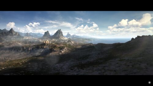 Epic Fantasy Landscape Castle Mountain View 4K Wallpaper