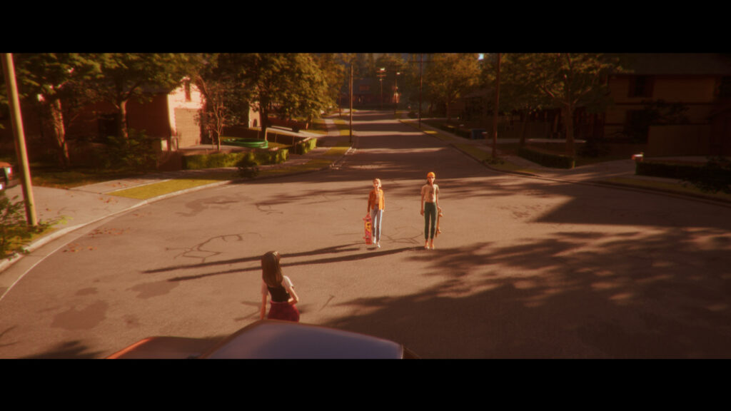 Three Friends on Suburban Street 4K Desktop Wallpaper