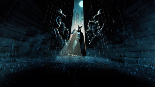 Batman in a Rainy Gotham Alleyway 4K Desktop Wallpaper