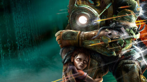 BioShock 2 Big Daddy Protecting Little Sister Desktop Wallpaper