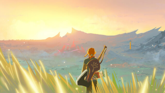 Legend of Zelda Breath of the Wild Sunset Scene Desktop Wallpaper