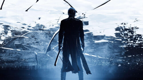 Vergil from Devil May Cry 5 Standing Before Shattered Reality Desktop Wallpaper