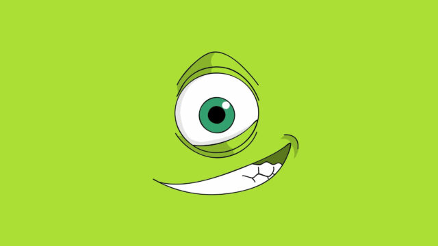 Mike Wazowski Minimalist Green Character Desktop Wallpaper