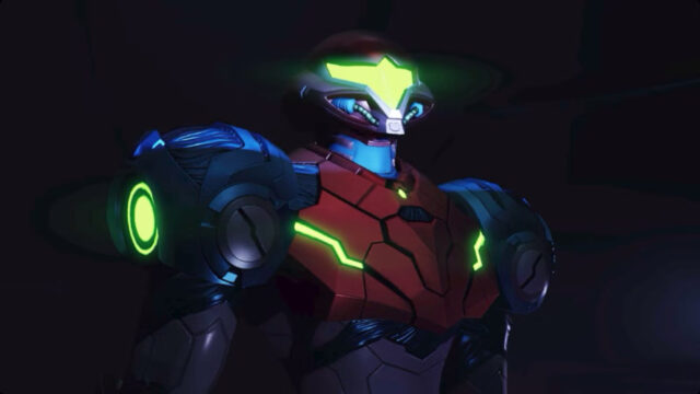 Samus Aran Dread Power Suit Close-Up 4K Desktop Wallpaper