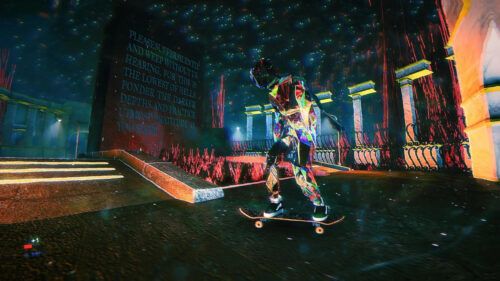 Abstract Skateboarder in Surreal Night Landscape 4K Wallpaper
