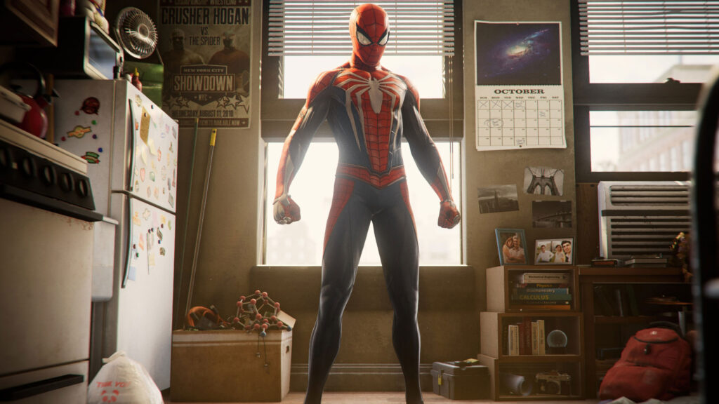 Spider-Man Standing in Apartment 4K Wallpaper