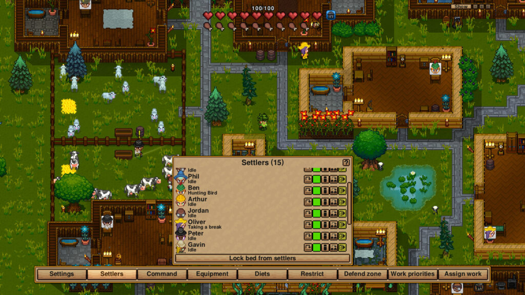 Pixel Art Colony Simulation Desktop Wallpaper