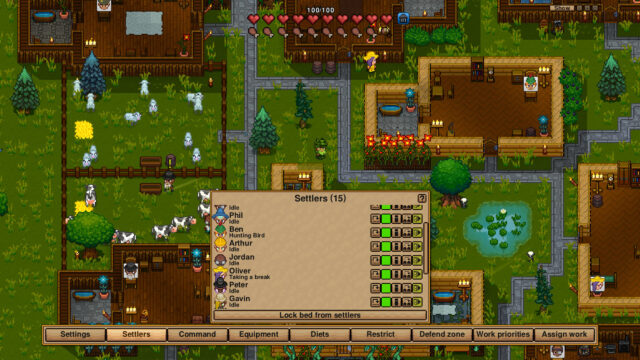 Pixel Art Colony Simulation Desktop Wallpaper