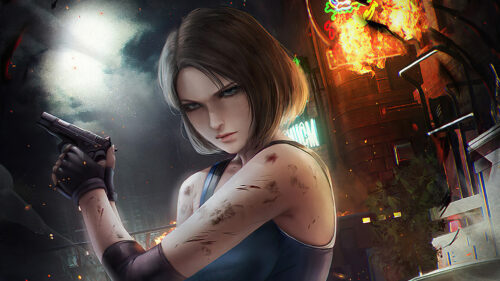 Jill Valentine Resident Evil Action Scene 4K Desktop Wallpaper