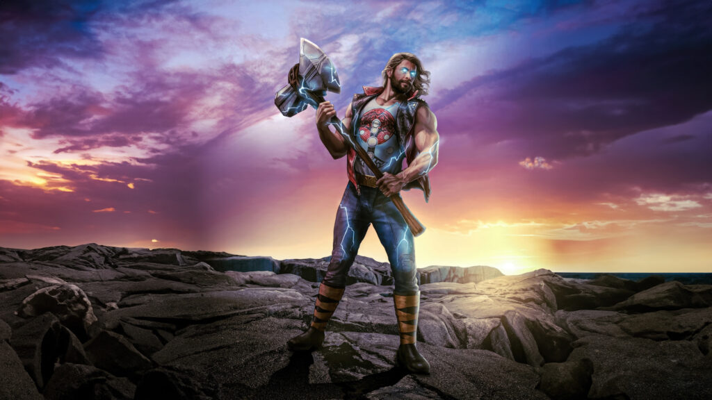 Epic Thor Stormbreaker Sunset Fantasy Desktop Wallpaper