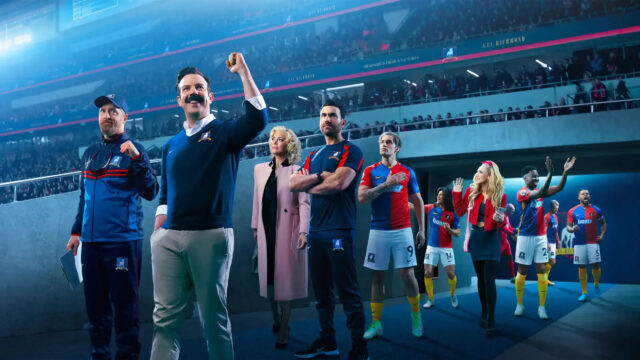 Ted Lasso Characters Walking Onto The Pitch Desktop Wallpaper